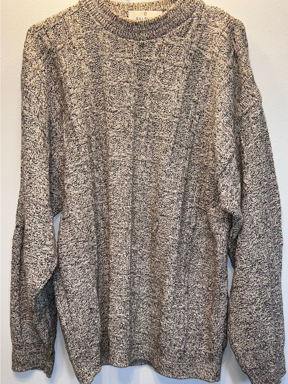 Vintage bill blass Gray Hand Framed Marled Crewneck Sweater Men L made in USA
